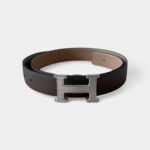 Hermes H Grey Leather Belt