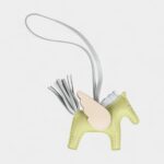 Hermès Jaune Bourgeon Bleu Brume Nata Pegasus Horse Rodeo Bag Charm PM Milo Lambskin