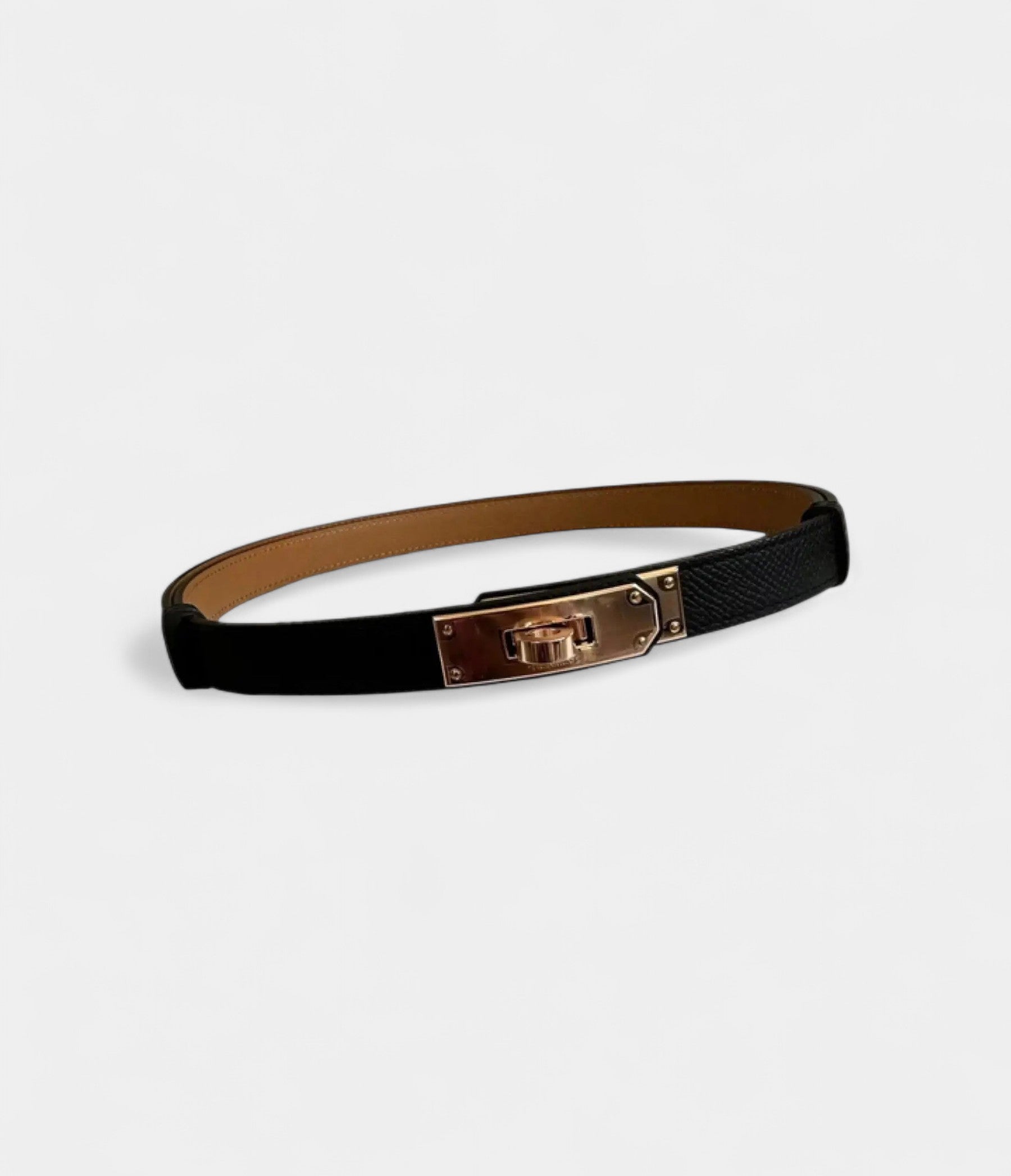 Hermès Kelly 18 Belt in Black Epsom Leather with Rose Gold Hardware