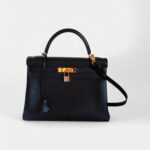 Hermes Kelly 32 Black Ardennes Gold Authentic Hardware