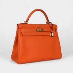 Hermes Kelly 32 Orange H Epsom Gold Hardware