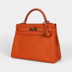 Hermes Kelly 32 Orange H Epsom Gold Hardware