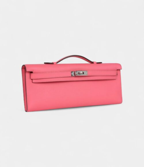 Hermès Kelly Cut Rose Azalee Swift Palladium Hardware