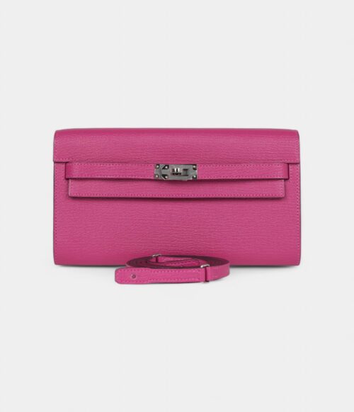 Hermès Kelly Wallet To Go Rose Pourpre Chevre Palladium Hardware