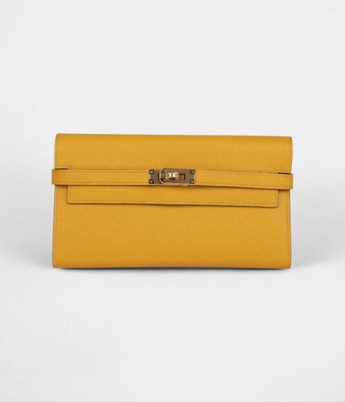 Hermès Kelly Long Wallet Jaune Ambre Epsom Gold Hardware