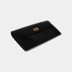 Hermès Kelly Pocket Long Wallet Black Shiny Alligator Gold Hardware
