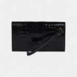 Hermès Kelly Pocket Long Wallet Black Shiny Alligator Gold Hardware
