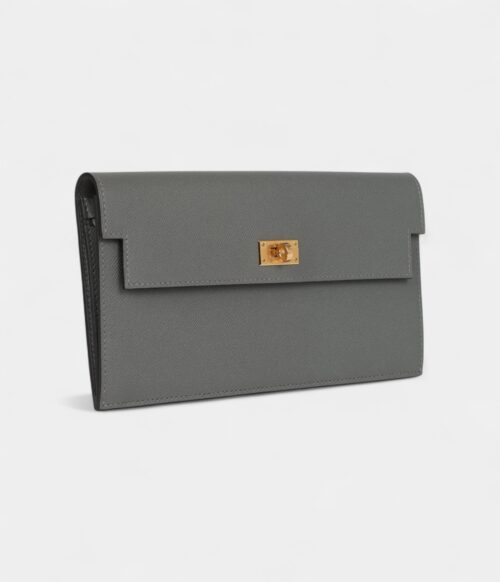Hermès Kelly Pocket Long Wallet Gris Meyer Madame Gold Hardware