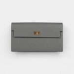 Hermès Kelly Pocket Long Wallet Gris Meyer Madame Gold Hardware