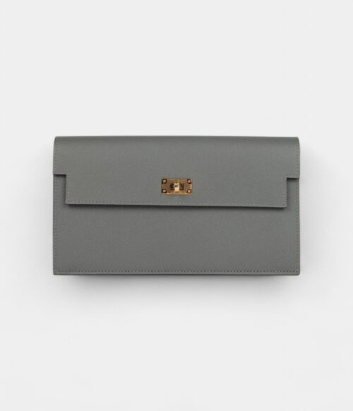 Hermès Kelly Pocket Long Wallet Gris Meyer Madame Gold Hardware