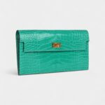 Hermès Kelly Pocket Long Wallet Vert Jade Shiny Alligator Gold Hardware