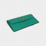 Hermès Kelly Pocket Long Wallet Vert Jade Shiny Alligator Gold Hardware