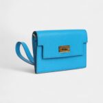 Hermès Kelly Pocket Slim Wallet Bleu Frida Chevre Gold Hardware