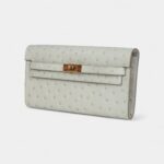 Hermès Kelly Wallet Gris Perle Ostrich Gold Hardware