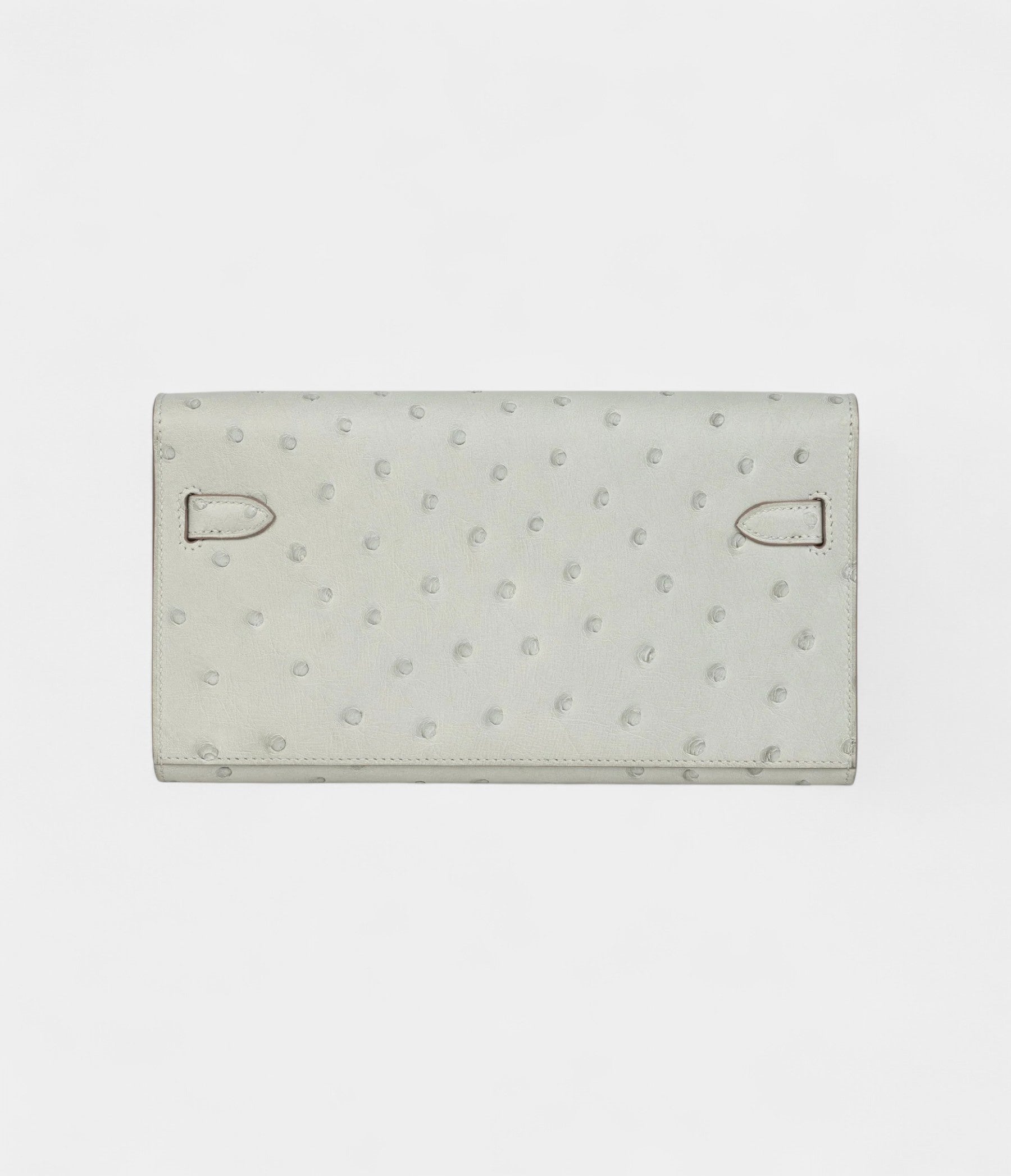 Hermès Kelly Wallet Gris Perle Ostrich Gold Hardware