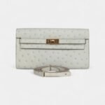 Hermès Kelly Wallet Gris Perle Ostrich Gold Hardware