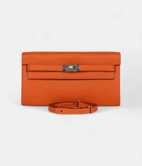 Hermès Kelly Wallet Orange Epsom Palladium Hardware
