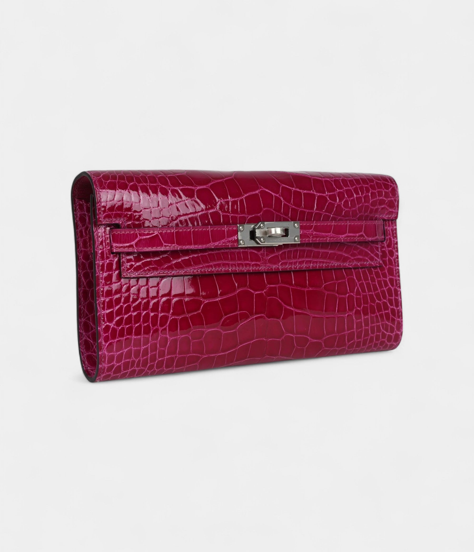 Hermès Kelly Wallet Rose Pourpre Shiny Alligator Palladium Hardware