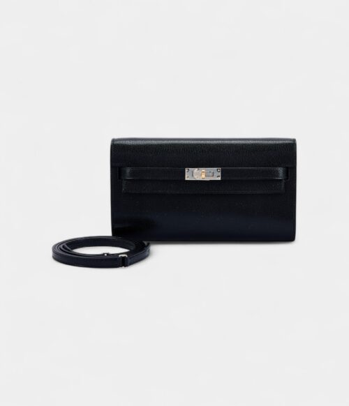 Hermès Kelly Wallet To Go Black Goat Electrum Hardware