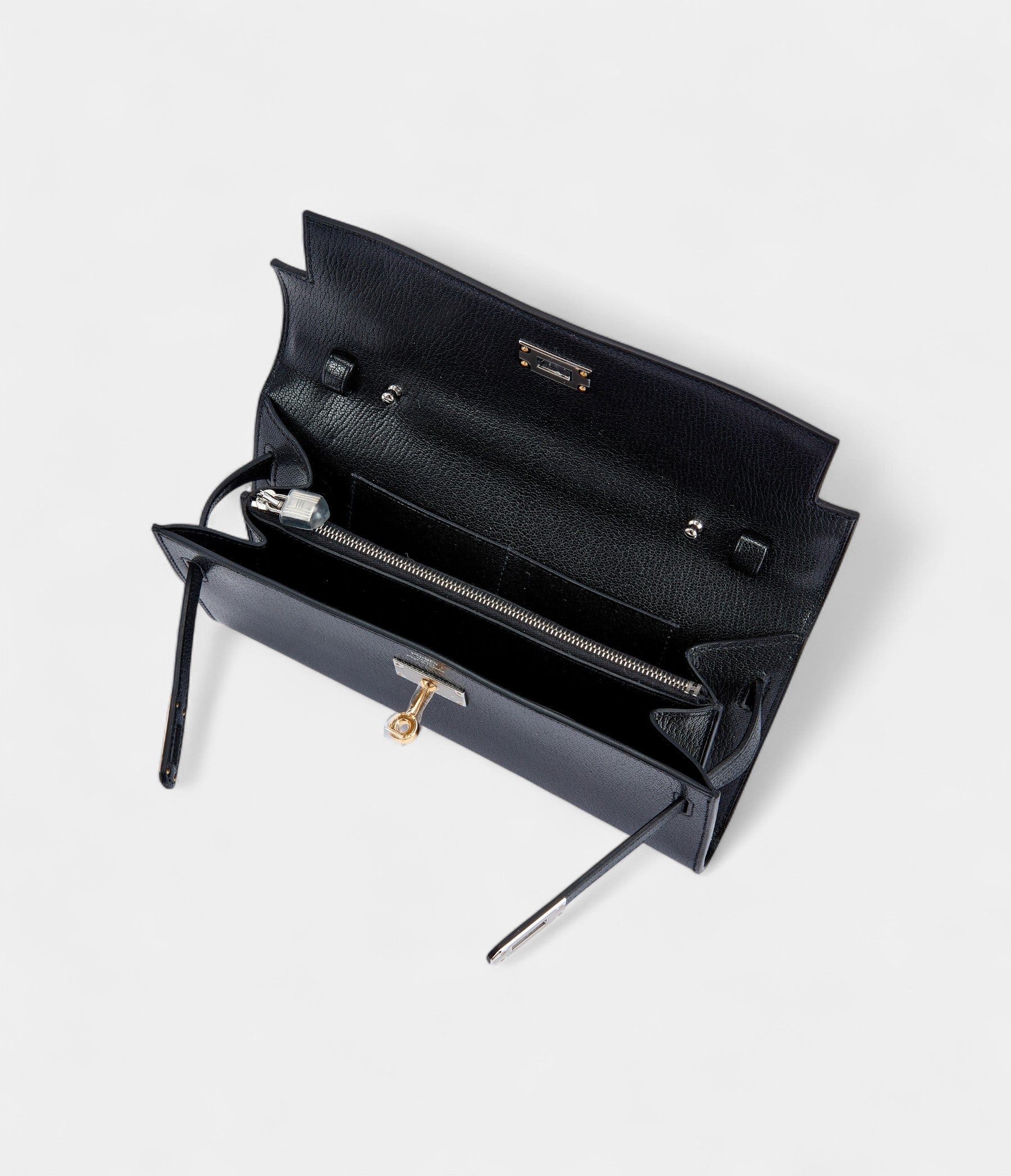 Hermès Kelly Wallet To Go Black Goat Electrum Hardware