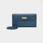 Hermès Kelly Wallet To Go Bleu de Prusse Evercolor Leather Gold Hardware