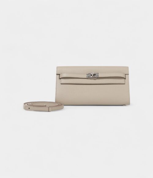 Hermès Kelly Wallet To Go Concrete Clemence Leather Palladium Hardware