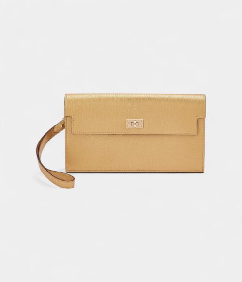 Hermès Kelly Wallet To Go Doré Chamkila Light Metallic Leather Permabrass Hardware