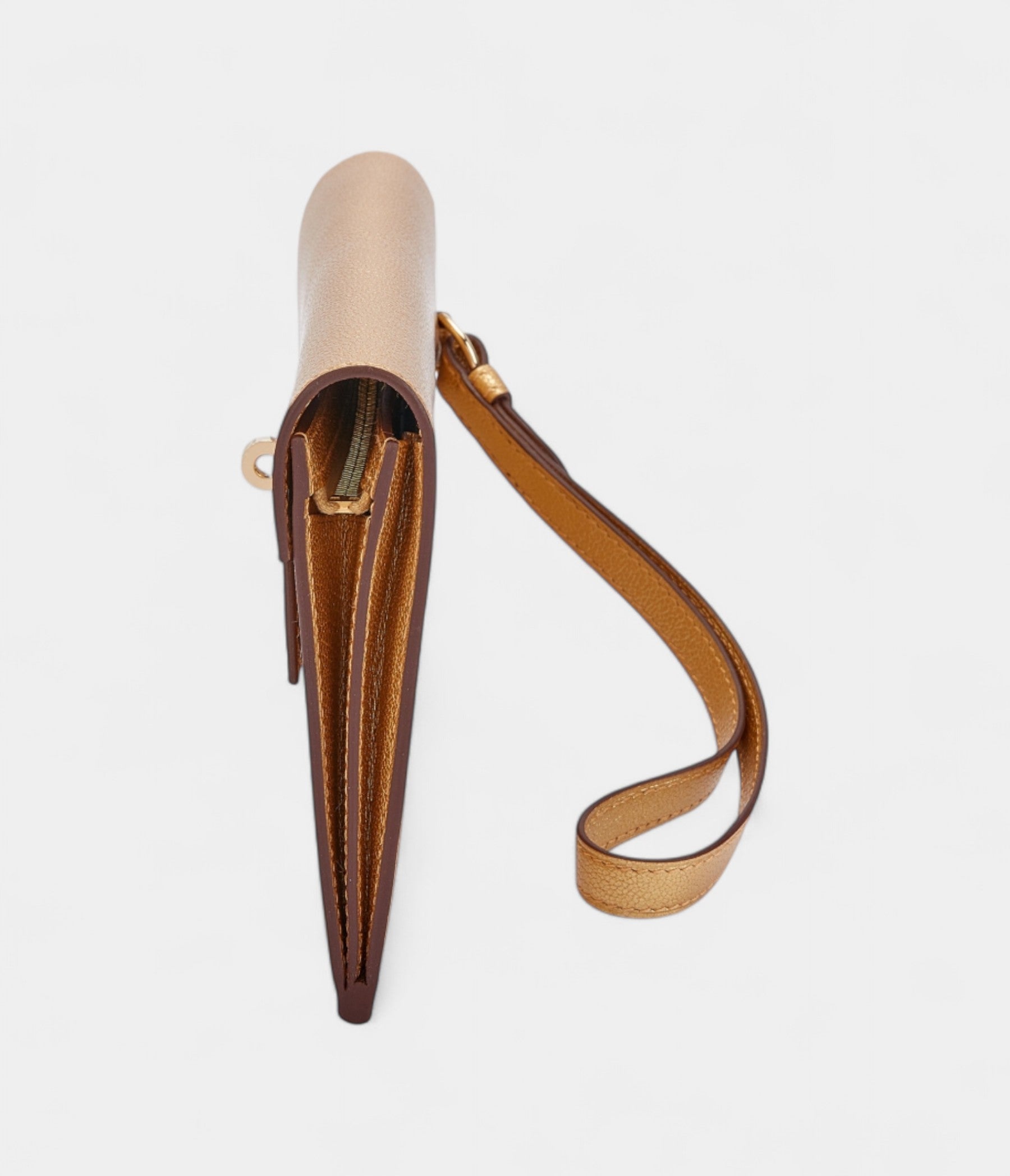 Hermès Kelly Wallet To Go Doré Chamkila Light Metallic Leather Permabrass Hardware