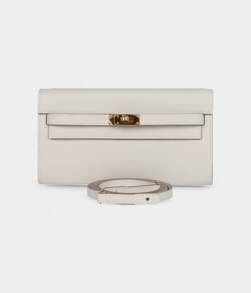 Hermès Kelly Wallet To Go Gris Pale Epsom Gold Hardware