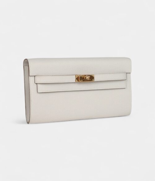 Hermès Kelly Wallet To Go Gris Pale Epsom Gold Hardware