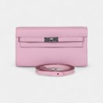 Hermès Kelly Wallet To Go Mauve Sylvestre Epsom Palladium Hardware