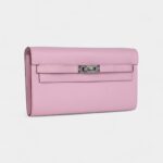 Hermès Kelly Wallet To Go Mauve Sylvestre Epsom Palladium Hardware