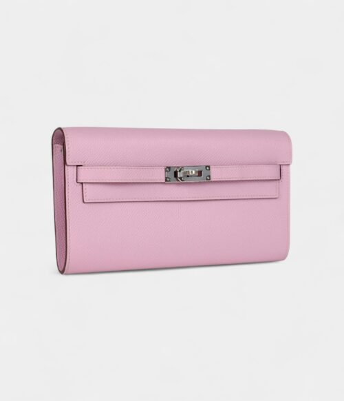 Hermès Kelly Wallet To Go Mauve Sylvestre Epsom Palladium Hardware