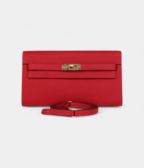 Hermès Kelly Wallet To Go Rouge De Coeur Epsom Gold Hardware