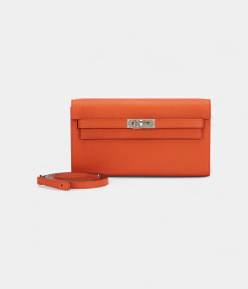 Hermès Kelly Wallet To Go Terre Battue Epsom Leather Palladium Hardware