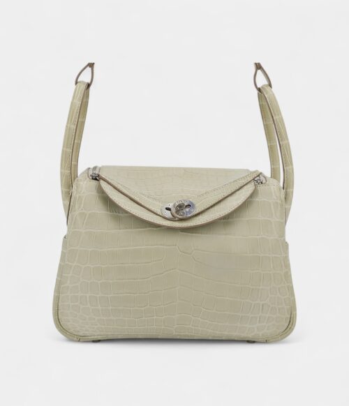 Hermès Lindy 26 Concrete Matte Niloticus Crocodile With Palladium Hardware