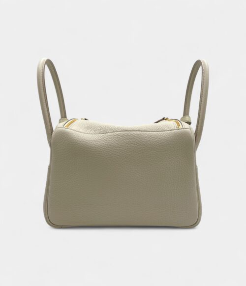 Hermès Lindy 26 In Touch in Concrete Clemence and Matte Porosus Crocodile with Gold Hardware