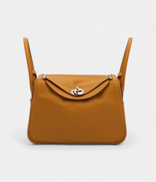 Hermès Lindy 26 Verso in Sesame and Lime Swift Leather with Palladium Hardware