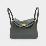Hermès Lindy 26 in Almond Green Evercolor Leather With Gold Hardware
