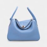 Hermès Lindy 26 in Bleu Paradis Clemence Leather with Palladium Hardware