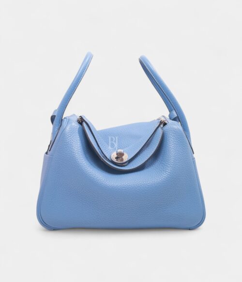 Hermès Lindy 26 in Bleu Paradis Clemence Leather with Palladium Hardware