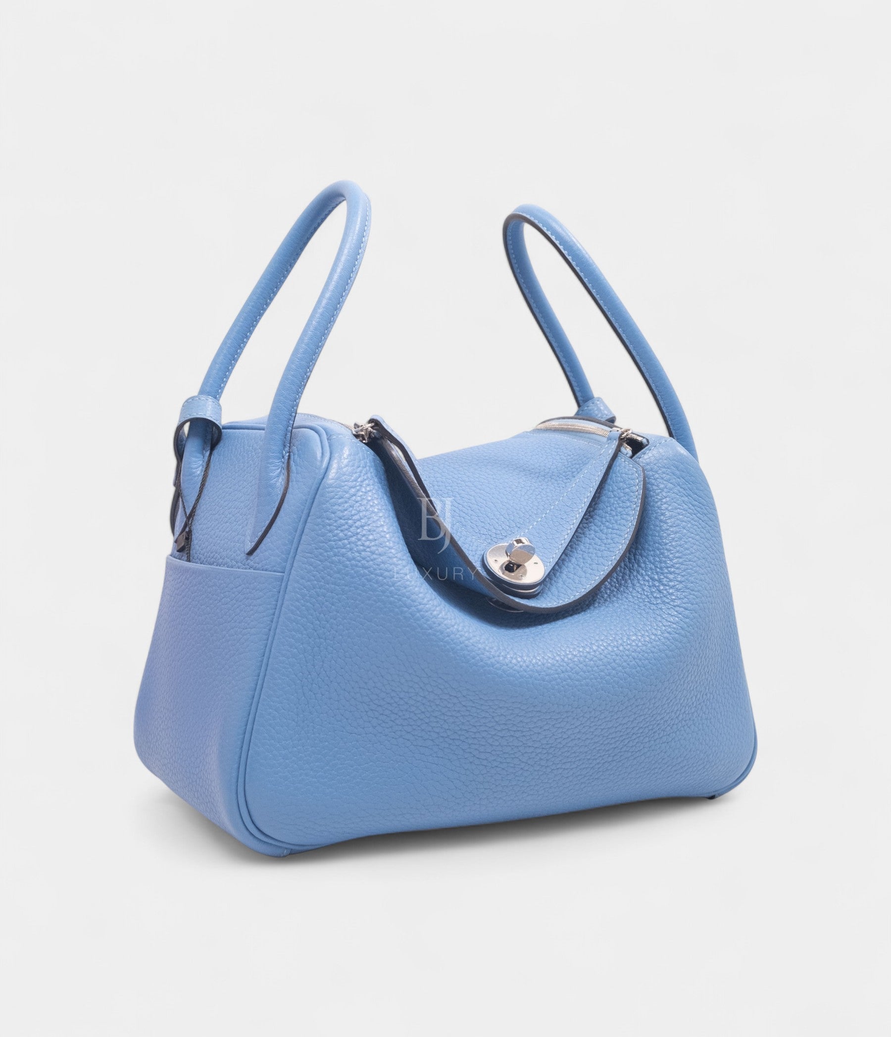 Hermès Lindy 26 in Bleu Paradis Clemence Leather with Palladium Hardware