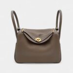 Hermès Lindy 26 in Etoupe Clemence Leather With Gold Hardware