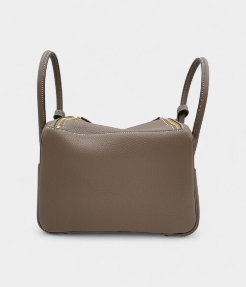 Hermès Lindy 26 in Etoupe Clemence Leather With Gold Hardware