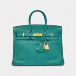 Hermès Malachite Togo Birkin 25 Gold Hardware