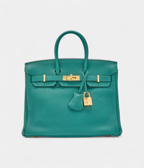 Hermès Malachite Togo Birkin 25 Gold Hardware