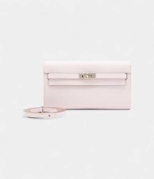Hermès Mauve Pale Evercolor Kelly To Go Wallet Palladium Hardware