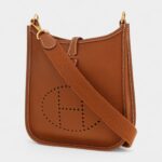 Hermès Mini Evelyne Shoulder Bag in Gold Taurillon Clémence Leather