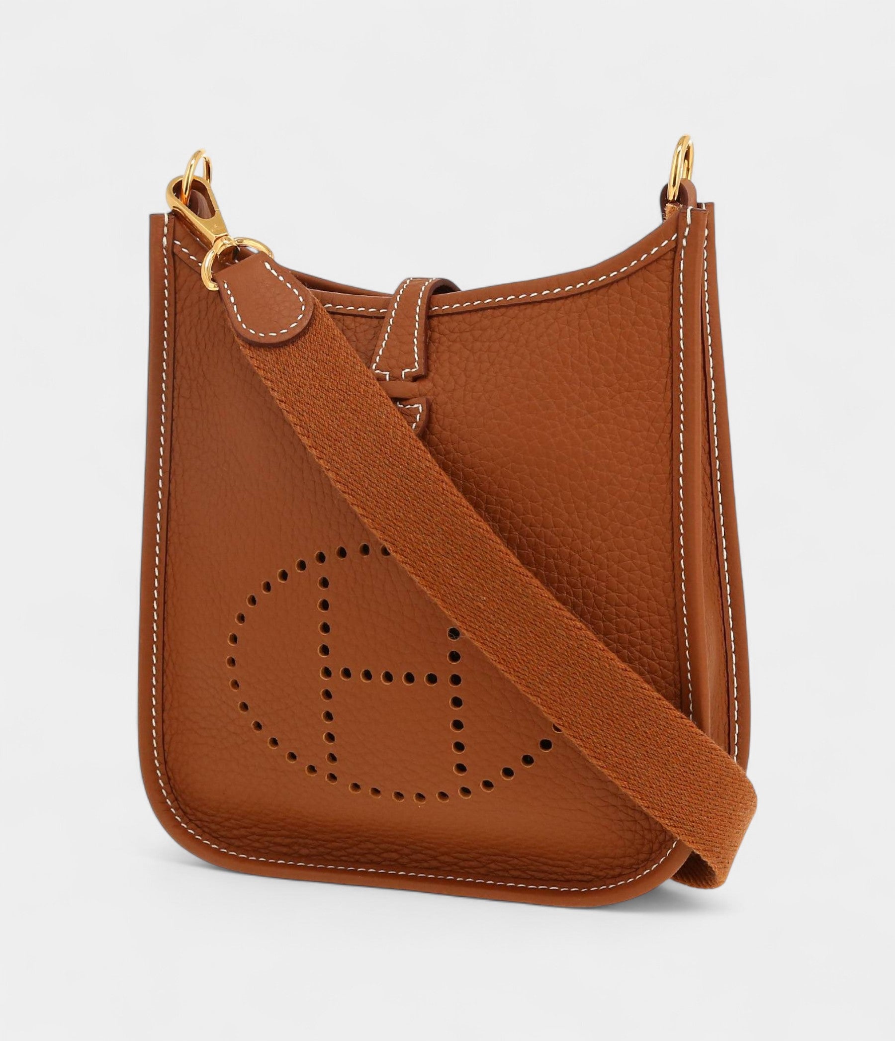 Hermès Mini Evelyne Shoulder Bag in Gold Taurillon Clémence Leather