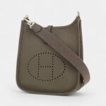 Hermès Mini Evelyne Shoulder Bag in Grey Taurillon Clémence Leather